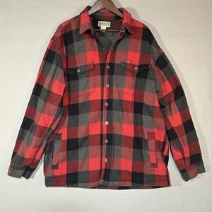 Duluth Trading Flannel Shirt Jacket Men's Large Tall Fleece Lined Shacket Red